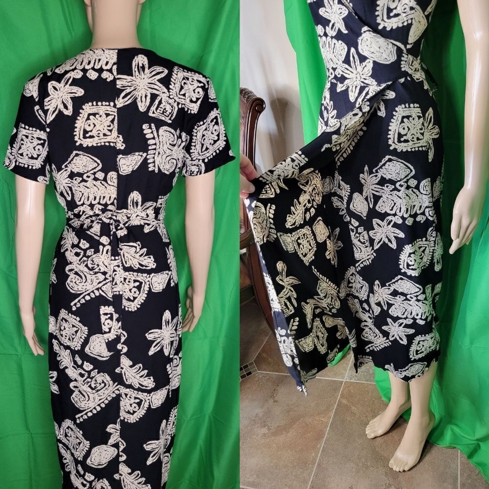 Vintage PASSPORTS OF PIER 1 IMPORTS Wrap Midi Dress - Picture 3 of 10